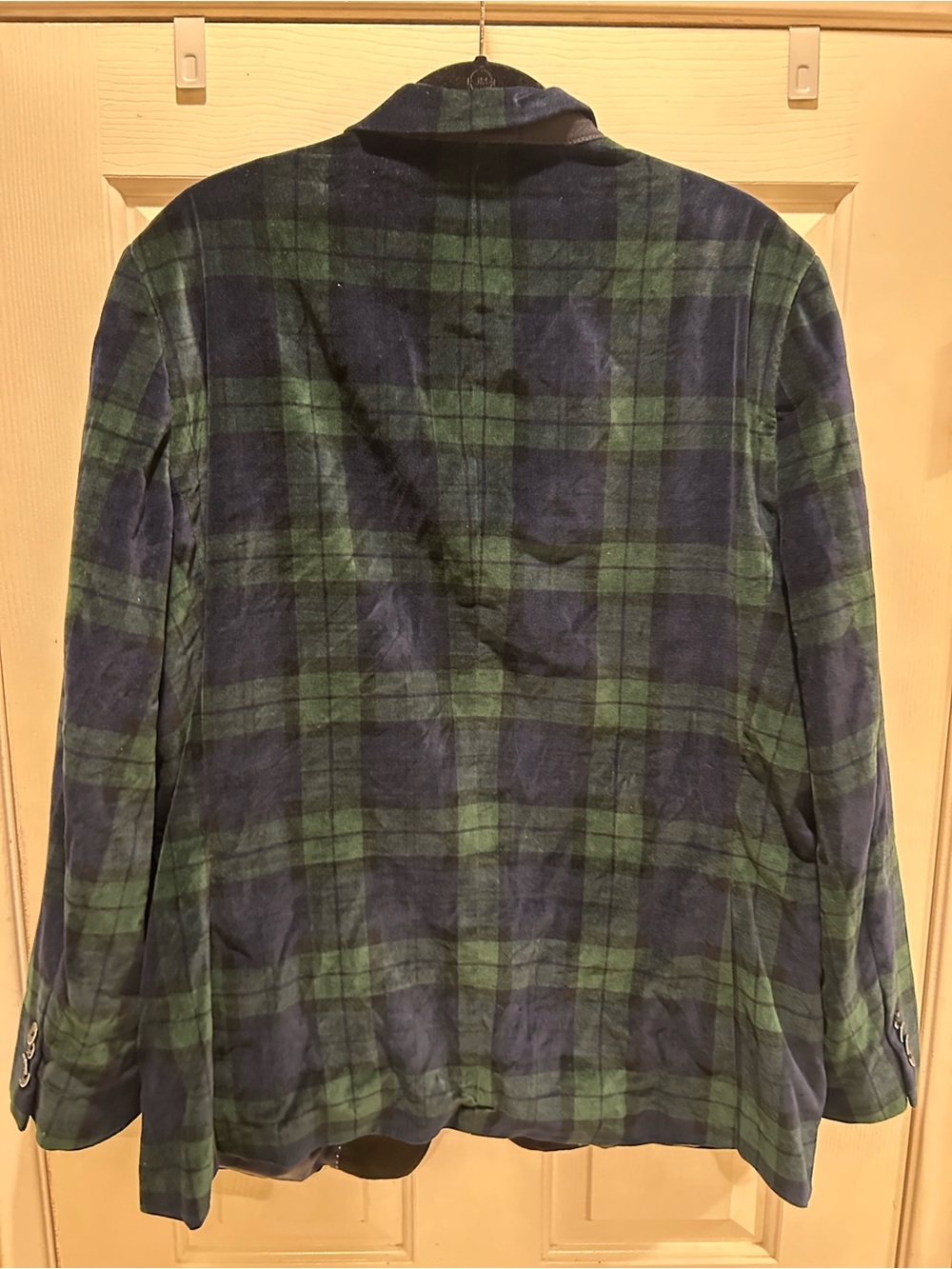 Men's Tartan Green & Blue Plaid Tuxedo Blazer - Picture 5 of 7